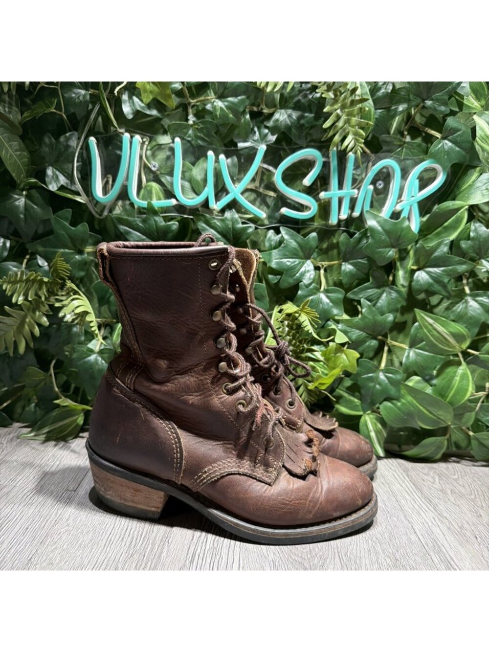 Vintage Packer Boots Women 8 Brown Leather Lace Up Durango Vibram Soles
